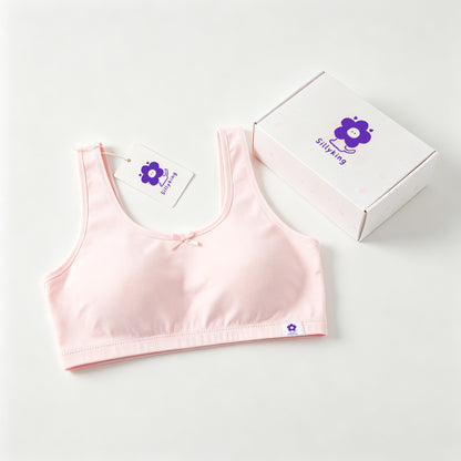 Sillyking Girls Training Bra, Soft Cotton Wireless Cami Underwear for Teens, Breathable Seamless Puberty First Training Underwear for Girls Aged 814