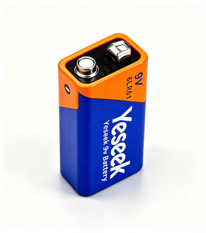 Yeseek 9V Alkaline Battery 6LR61 Square Battery, Long Lasting High Performance 9 Volt Battery for Smoke Detector, Multimeter, Microphone, Remote Control