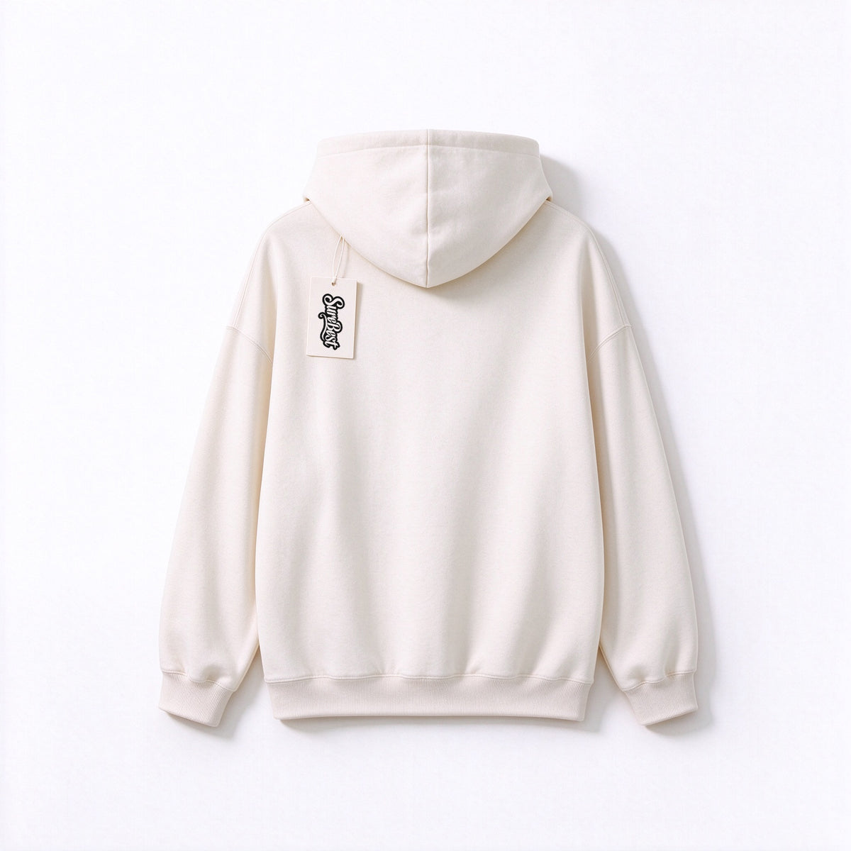 SureBest Oversized Hoodie for Men Women, Casual Long Sleeve Pullover Hooded Sweatshirt with Front Pocket, Cream White Graphic Hoodie Streetwear
