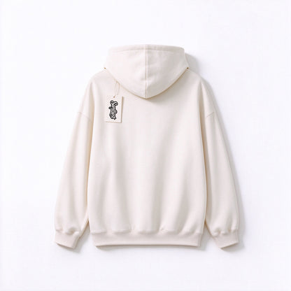 SureBest Oversized Hoodie for Men Women, Casual Long Sleeve Pullover Hooded Sweatshirt with Front Pocket, Cream White Graphic Hoodie Streetwear