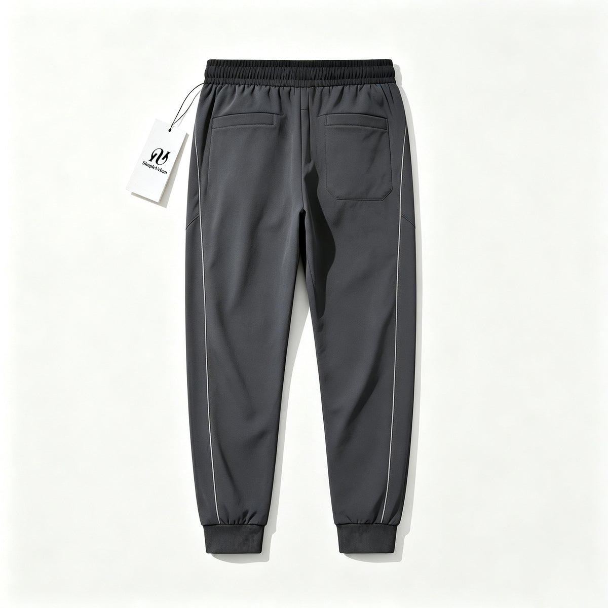 SimpleUrban Men's Quick Dry Jogger Pants, Elastic Drawstring Tapered Sweatpants with Reflective Side Strip & Zipper Pockets for Outdoor Sports Casual Wear