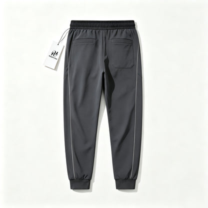 SimpleUrban Men's Quick Dry Jogger Pants, Elastic Drawstring Tapered Sweatpants with Reflective Side Strip & Zipper Pockets for Outdoor Sports Casual Wear