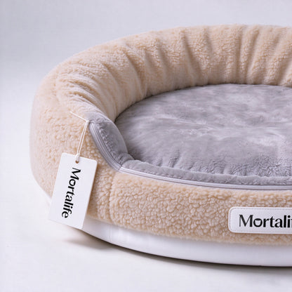 Mortalife Round Donut Pet Cushions for Dogs Cats, Soft Plush Pet Cushions with Removable Washable Insert, Non-Slip Bottom Calming Pet Cushions for Small Medium Pets