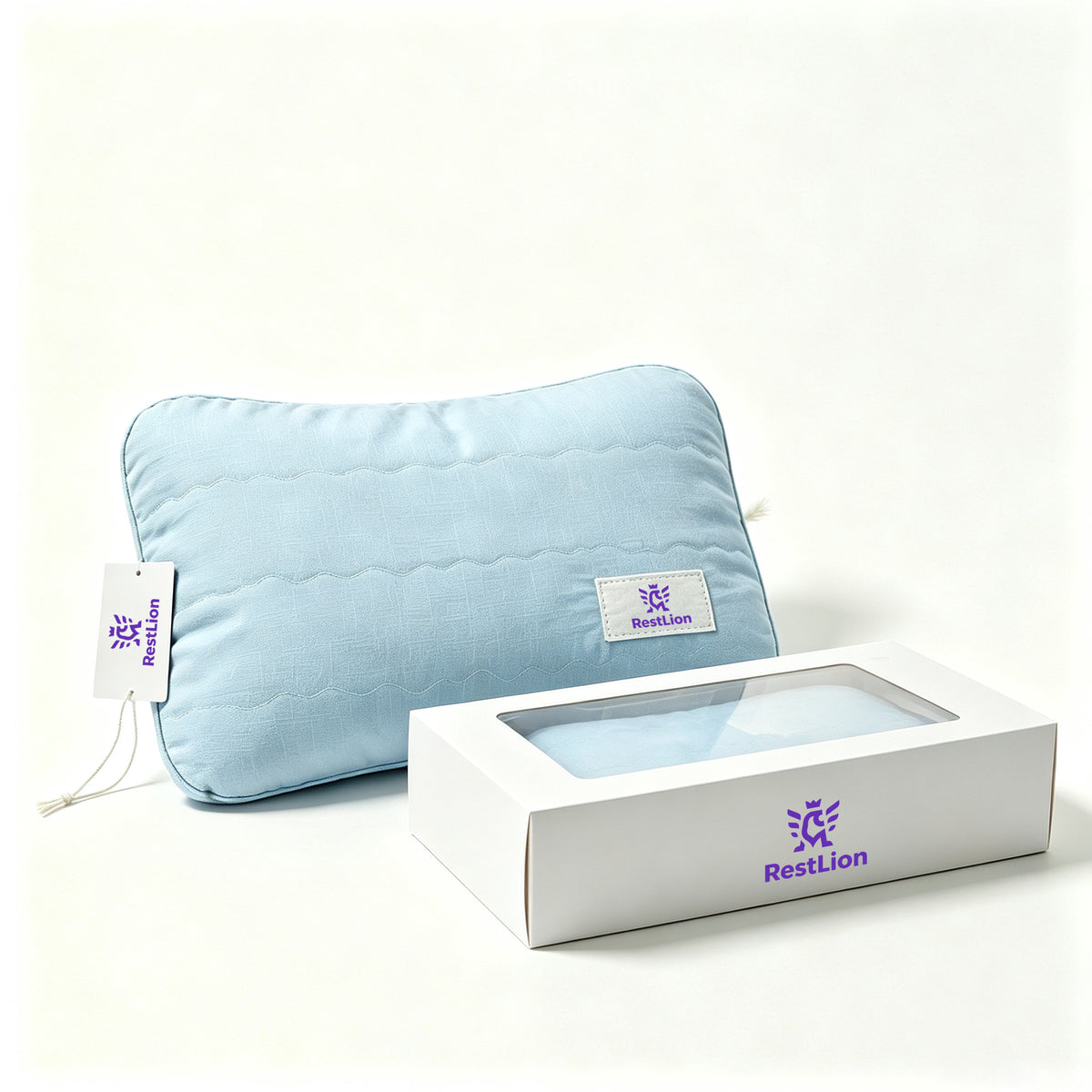 RestLion Travel Small Pillow, Portable Curved Neck Support Pillow, Compressible Packable Mini Pillow for Airplane Car Camping Office Napping