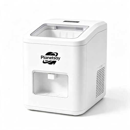Planetsay Countertop Ice Maker Machine, Portable Automatic Ice Cube Maker with Ice‑Water Dispenser, Self‑Cleaning Household Ice Machine for Home, Kitchen, Bar & Party