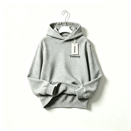 Twinsay Kids Hoodie, Classic Grey Pullover Hooded Sweatshirt, Soft Comfortable Long Sleeve Top with Simple Letter Print, Gift Box Pack for Boys Girls