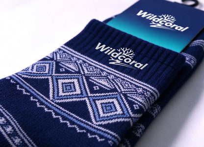 Wildcoral Men's Winter Crew Socks, Nordic Geometric Diamond Pattern Thick Warm Knit Casual Mid Calf Socks