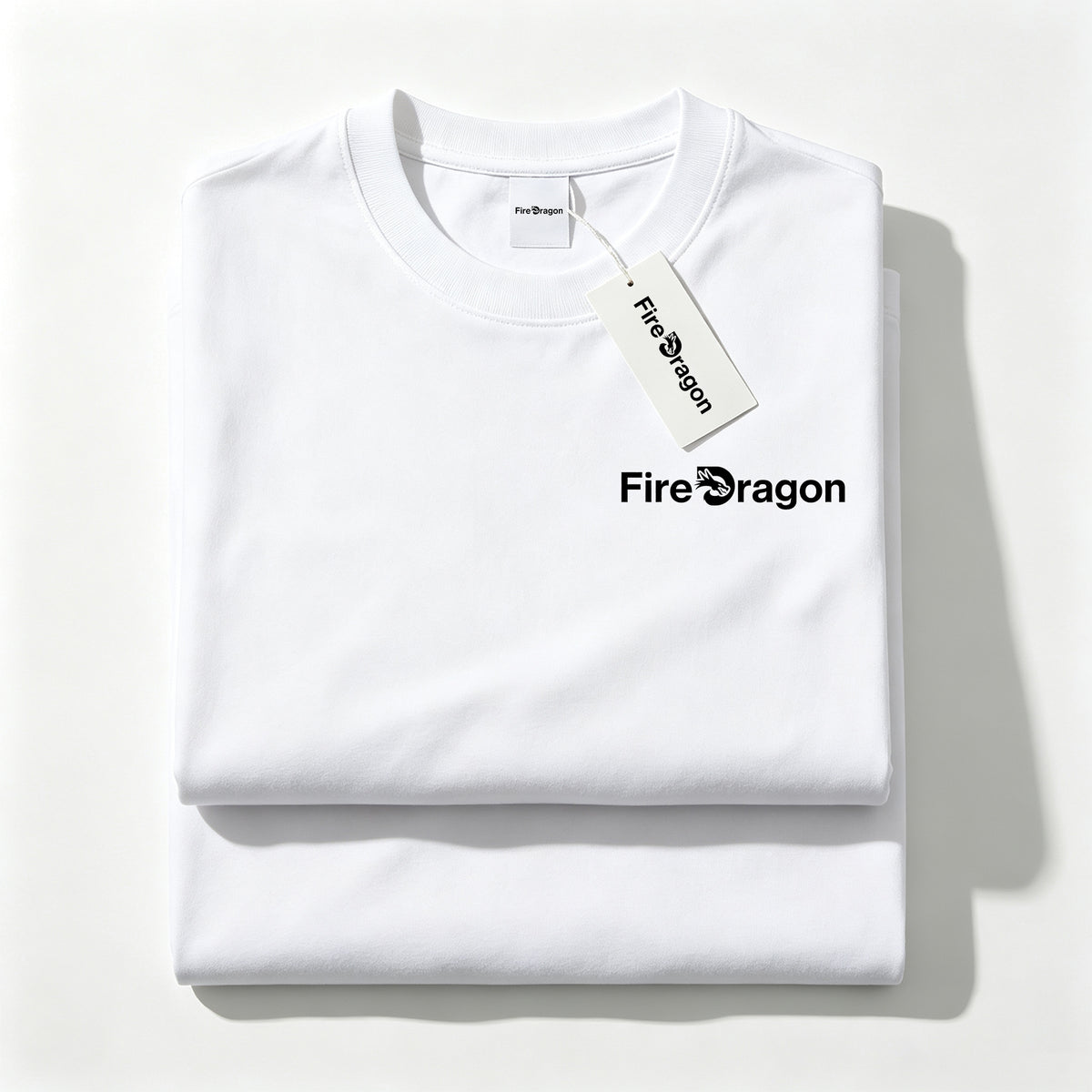 FireDragon Men's Crew Neck Cotton Short Sleeve T-Shirt, Minimal Small Logo Print Casual Basic Breathable Tee Top