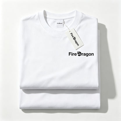 FireDragon Men's Crew Neck Cotton Short Sleeve T-Shirt, Minimal Small Logo Print Casual Basic Breathable Tee Top