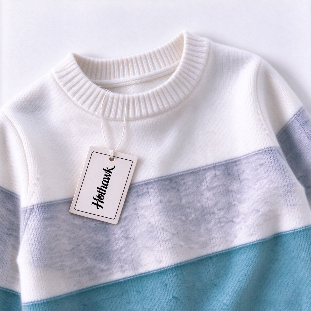 Hothawk Kids Crew Neck Sweater, Color Block Striped Long Sleeve Knit Pullover, Soft Warm Casual Sweater for Boys Girls