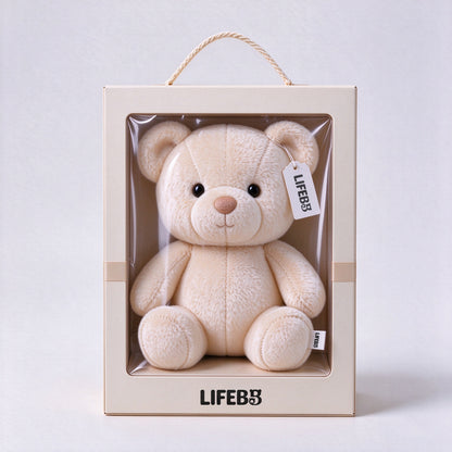 LIFEBB Teddy Bear Plush Toy, Soft Stuffed Bear Doll with Gift Box, Cute Sitting Bear Stuffed Animal for Kids Birthday Baby Shower Gift