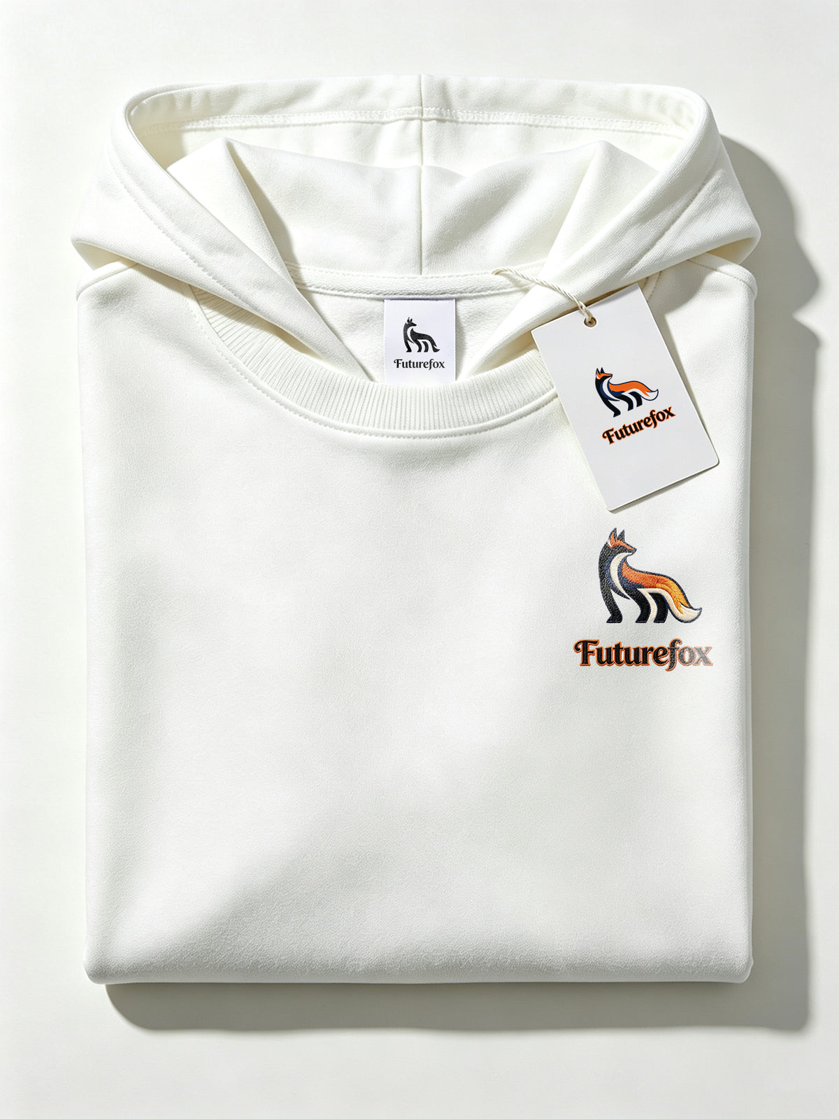 Futurefox Men's Pullover Hoodie, Small Fox Embroidered Logo Casual Long Sleeve Soft Fleece Sweatshirt