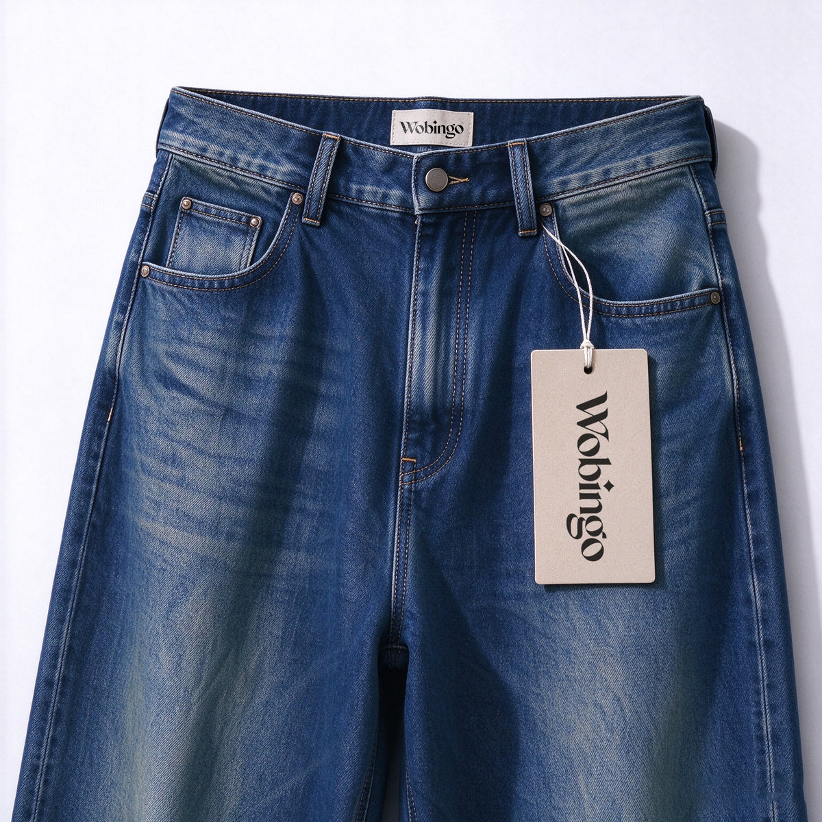 Wobingo Women Wide Leg Jeans, High Waist Loose Denim Pants, Vintage Washed Casual Baggy Denim Trousers with Pockets