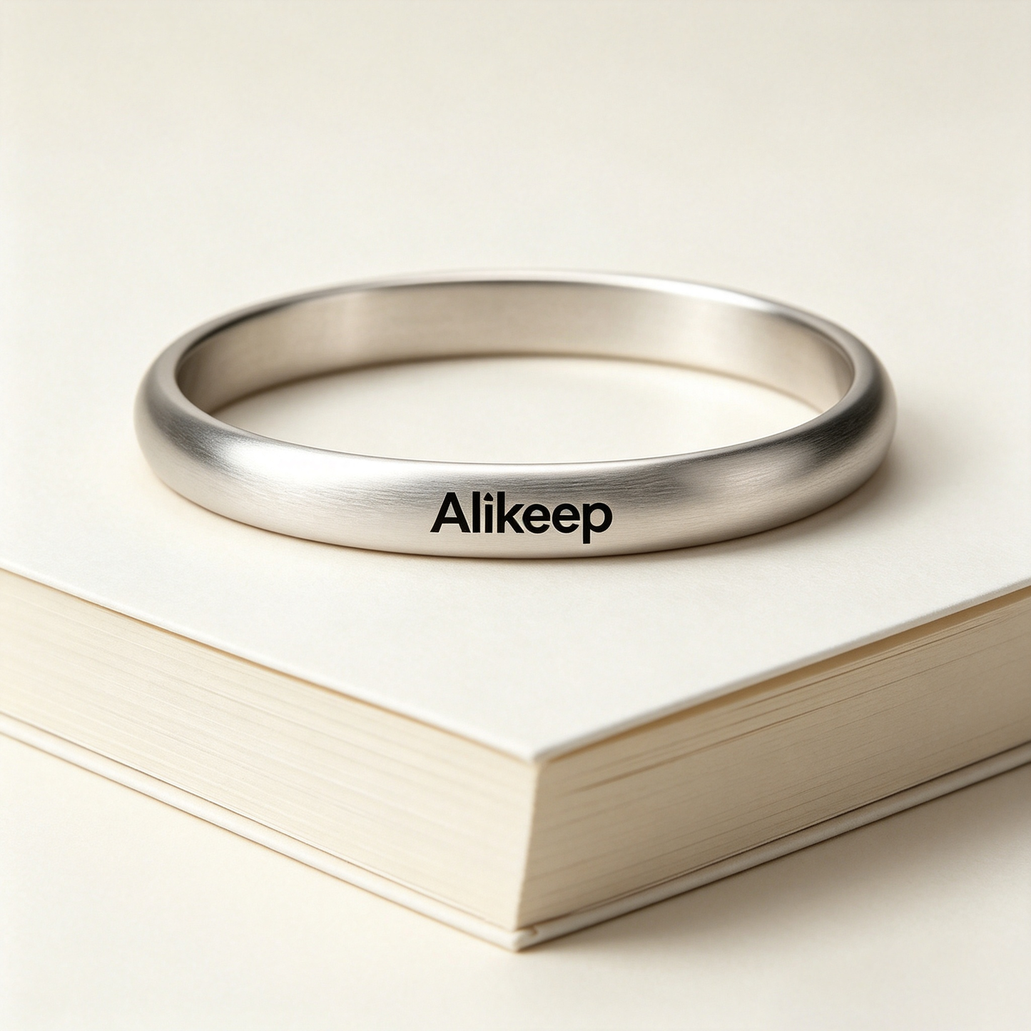 Alikeep Minimalist Silver Bangle Bracelet for Women, Matte Stainless Steel Round Cuff Bracelet, Classic Plain Daily Wear Jewelry Gift for Her