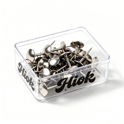 Hiok Silver Metal Drawing Pins, Heavy-Duty Thumbtacks for Bulletin Boards, Cork Boards, Maps & Office Use, Pack in Clear Storage Box