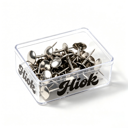 Hiok Silver Metal Drawing Pins, Heavy-Duty Thumbtacks for Bulletin Boards, Cork Boards, Maps & Office Use, Pack in Clear Storage Box