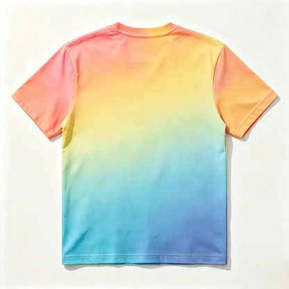Tunepop Rainbow Gradient Crew Neck Short‑Sleeve T‑Shirt, Soft Lightweight Casual Basic Tee for Women