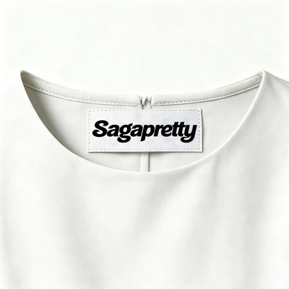 Sagapretty Women’s Round Neck Short Sleeve Mini Dress, Solid White Tailored Sheath Dress, Elegant Slim Fit Office Casual Dress, Minimalist Short Dress for Business Interview Wedding Daily Occasion