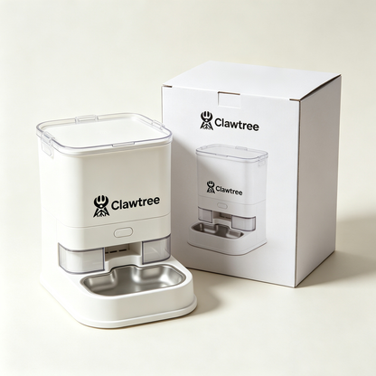 Clawtree Automatic Pet Feeder, Timed Auto Cat Dog Food Dispenser with Stainless‑Steel Bowl, Easy‑Clean Automatic Pet Food Bowl for Small & Medium Pets