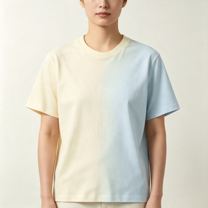 Cafedear Gradient Color Crew Neck Short‑Sleeve T‑Shirt, Casual Loose‑Fit Soft Cotton Tee Shirt Summer Daily Wear Tops