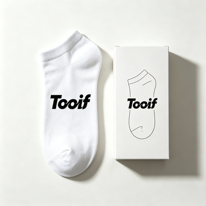 Tooif Unisex Cotton Low Cut Ankle Socks 4 Pairs Gift Box Pack, Soft Breathable No Show Short Socks, Bold Block Letter Casual Athletic Socks for Men Women Daily Sports