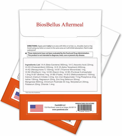 BiosBellus Aftermeal Multi Plus Vitamin Supplement Patches, Daily Transdermal Vitamin Patches, 30 Day Supply, 8 Hour Wear