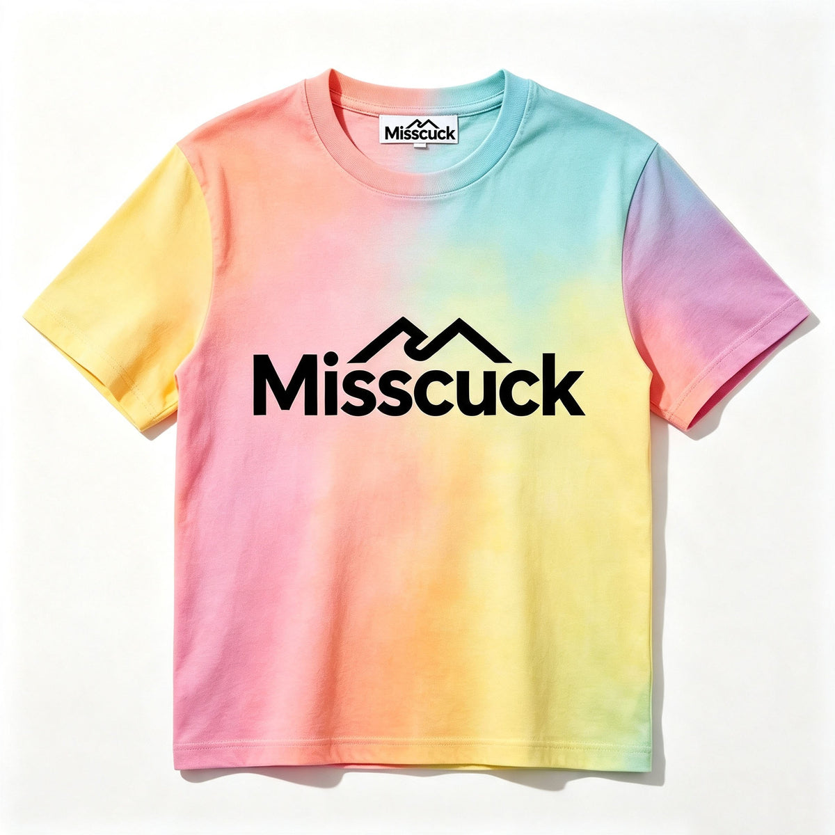 Misscuck Tie‑Dye Short Sleeve Crew Neck T‑Shirt, Casual Colorful Gradient Basic Tee for Women, Soft Breathable Daily Wear Top