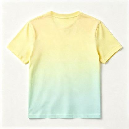 Somelife Yellow‑to‑Mint Green Gradient Crew Neck Short Sleeve T‑Shirt, Soft Breathable Cotton‑Blend Unisex Casual Everyday Tee