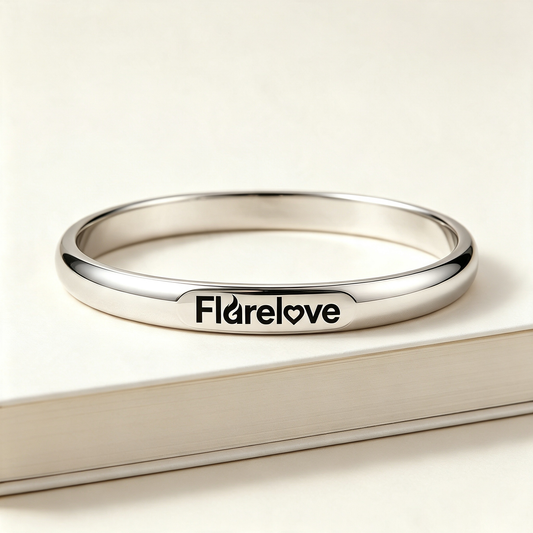Flarelove Polished Silver Bangle Bracelet for Women, Shiny Stainless Steel Round Cuff Bracelet, Minimal Stackable Daily Jewelry Gift for Her