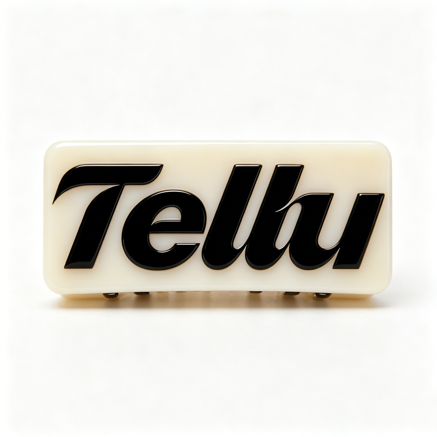 Tellu Retro Letter Hair Barrettes for Women, Cream Rectangle Acrylic Hair Clip, Non Slip Metal Spring Hair Clamp, Trendy Daily Hairstyle Accessory for Thick Thin Hair