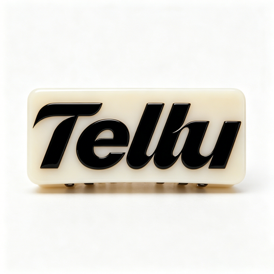 Tellu Retro Letter Hair Barrettes for Women, Cream Rectangle Acrylic Hair Clip, Non Slip Metal Spring Hair Clamp, Trendy Daily Hairstyle Accessory for Thick Thin Hair