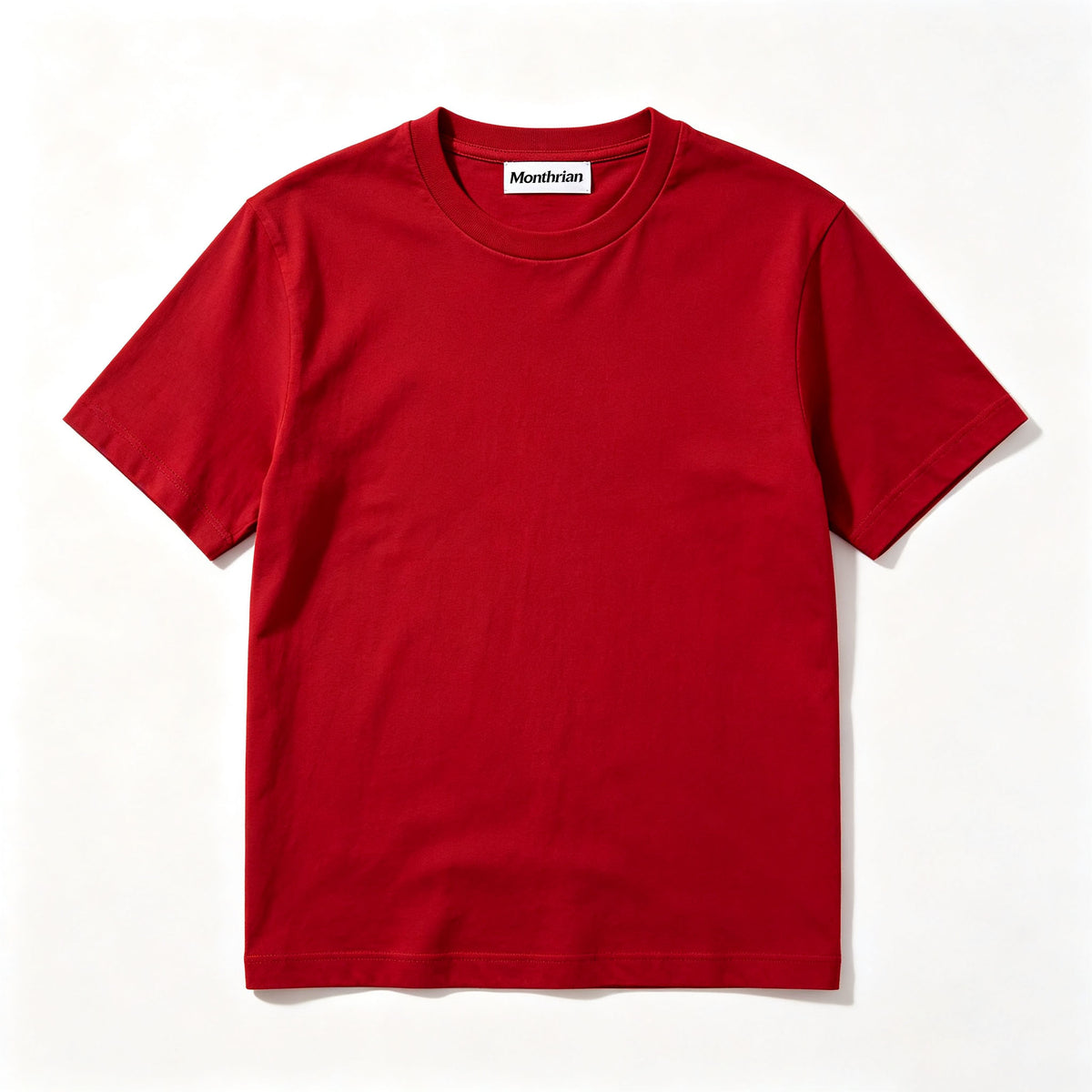 Monthrian Men's Short Sleeve Crew Neck T-Shirt, Solid Red Basic Casual Tee, Soft Breathable Cotton T Shirt for Daily Wear Outdoor Activities