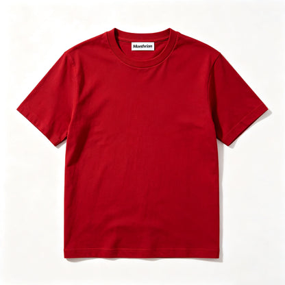 Monthrian Men's Short Sleeve Crew Neck T-Shirt, Solid Red Basic Casual Tee, Soft Breathable Cotton T Shirt for Daily Wear Outdoor Activities