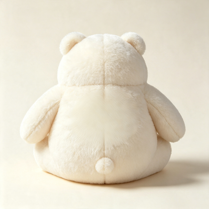 SKYPRESENT Cute Cream White Chubby Bear Plush Toy, Soft Fluffy Stuffed Animal Pillow Gift for Girlfriend Kids Birthday