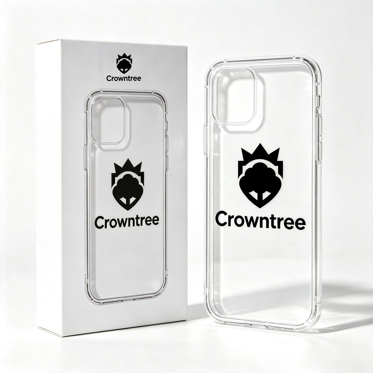Crowntree Clear Shock‑Absorbent Cell Phone Case, Transparent Slim Protective Phone Cover, Scratch‑Resistant Hard Shell