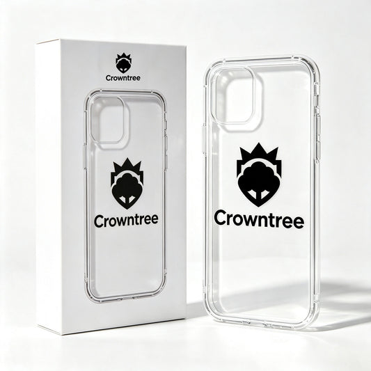 Crowntree Clear Shock‑Absorbent Cell Phone Case, Transparent Slim Protective Phone Cover, Scratch‑Resistant Hard Shell