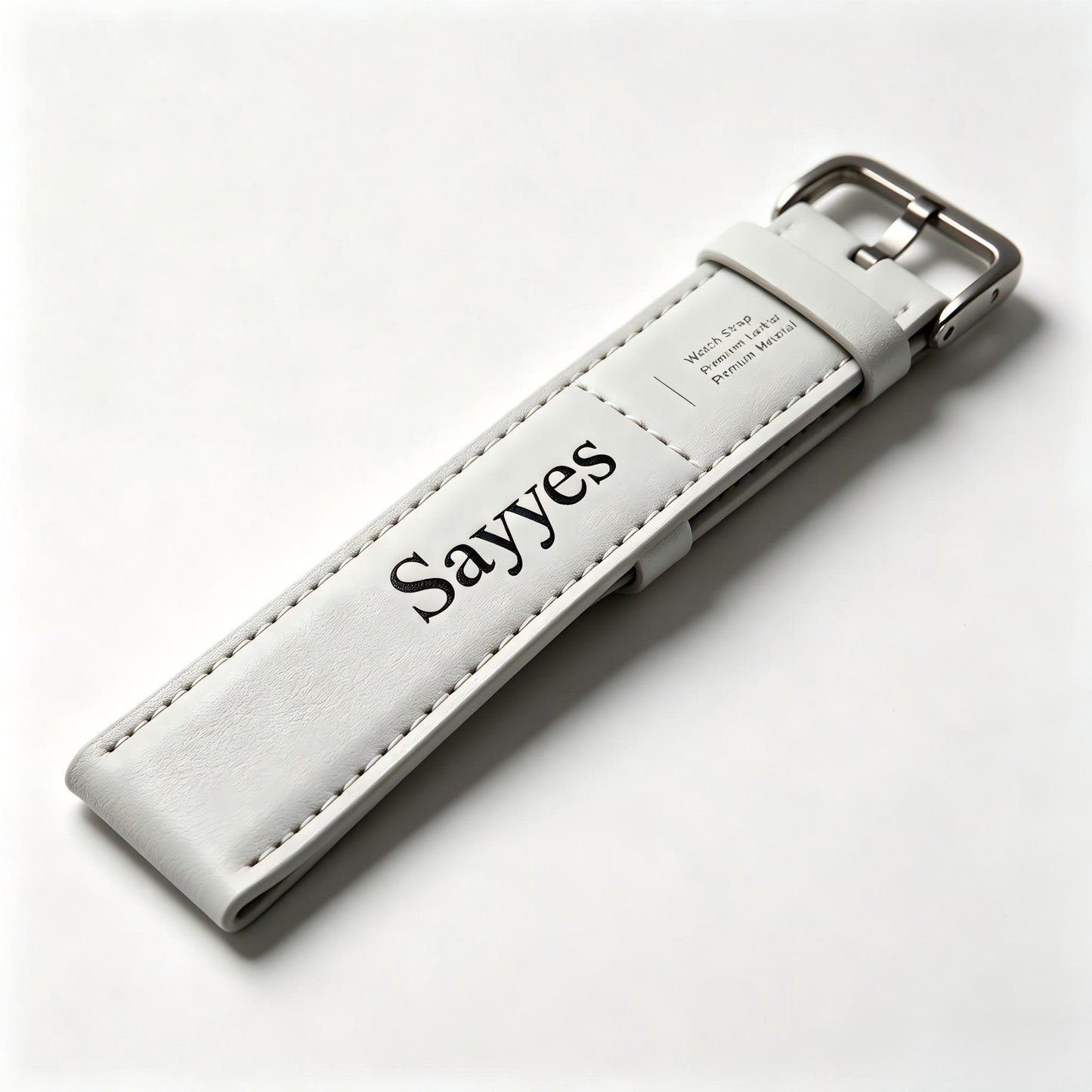Sayyes Soft Leather Watch Straps, Universal Replacement Watch Band with Polished Stainless Steel Buckle, Comfortable Off White Watch Belt for Men Women, Elegant Watch Accessory with Brand Gift Box