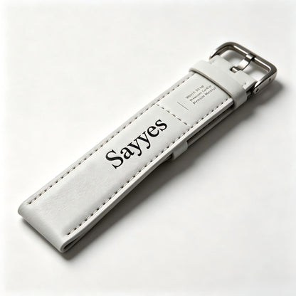 Sayyes Soft Leather Watch Straps, Universal Replacement Watch Band with Polished Stainless Steel Buckle, Comfortable Off White Watch Belt for Men Women, Elegant Watch Accessory with Brand Gift Box