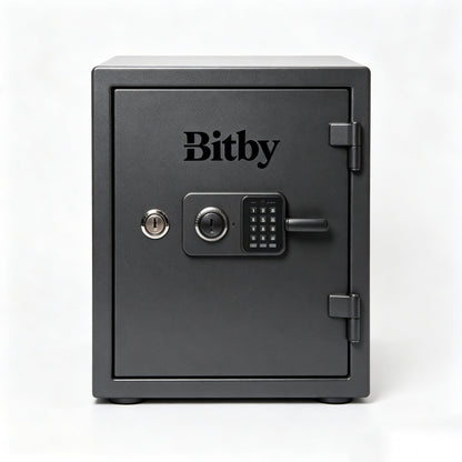 Bitby Digital Safe Box with Keypad & Emergency Keys, Home Office Security Safe, Solid Steel Fireproof Storage Cabinet with Removable Shelf for Cash Documents Valuables
