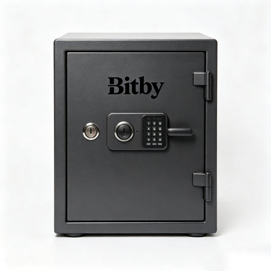 Bitby Digital Safe Box with Keypad & Emergency Keys, Home Office Security Safe, Solid Steel Fireproof Storage Cabinet with Removable Shelf for Cash Documents Valuables