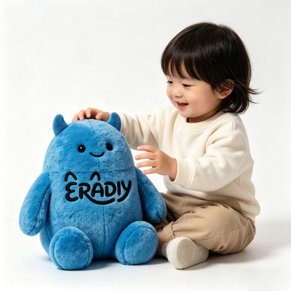 ERADIY Cute Blue Monster Plush Toy, Soft Fluffy Stuffed Animal Doll, Safe Skin-Friendly Plush Pillow Buddy for Toddlers Kids, Perfect Bedtime Companion & Birthday Gift