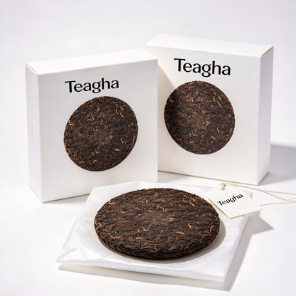 Teagha Ripe Puerh Tea Cake, Aged Fermented Chinese Dark Tea Loose Leaf Compressed Tea Cake for Daily Drinking and Tea Collection