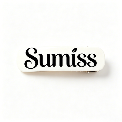 Sumiss Classic Rectangle Hair Barrettes 3 Pack, Smooth White Acrylic Spring Hair Clips, Non-Slip Metal Barrette Hair Pins for Women Daily Hairstyle Decor