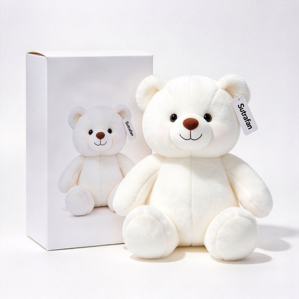 Sutrafan White Teddy Bear Plush Toy, Soft Fluffy Stuffed Animal Bear, Cute Plush Bear Gift for Kids, Girls, Boys and Lovers