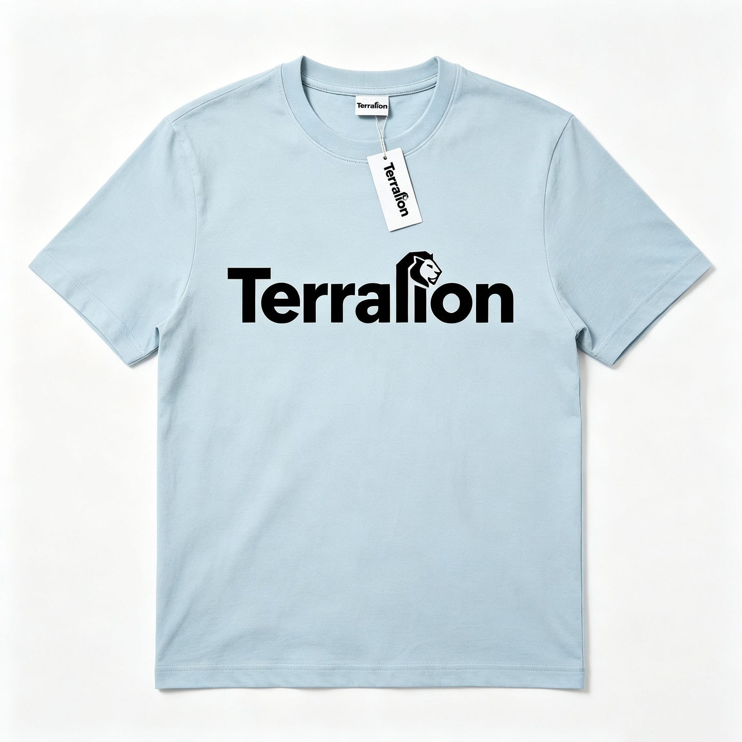 Terralion Sky Blue Crew Neck Short Sleeve T-Shirt for Men, Relaxed Fit Soft Ring-Spun Cotton Minimalist Street Casual Daily Basic Top