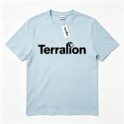 Terralion Sky Blue Crew Neck Short Sleeve T-Shirt for Men, Relaxed Fit Soft Ring-Spun Cotton Minimalist Street Casual Daily Basic Top