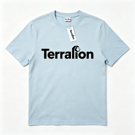 Terralion Sky Blue Crew Neck Short Sleeve T-Shirt for Men, Relaxed Fit Soft Ring-Spun Cotton Minimalist Street Casual Daily Basic Top