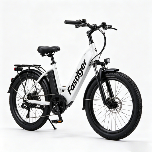 Fastiger City Commuter Bike, 7-Speed Cruiser Bicycle with Wide Tires, Comfortable Urban Bicycle for Adults