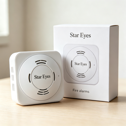 Star Eyes Smoke Detector, Fire Alarm Smoke Sensor with Photoelectric Sensor, Low Battery Warning, Independent Smoke Fire Detector for Home, Bedroom, Office, Warehouse