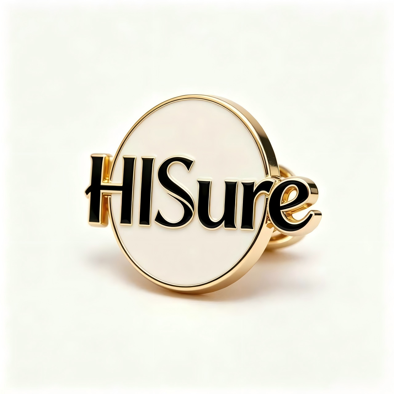 HISure Brand Logo Brooch, Luxury Enamel Gold-Plated Pin, Elegant Accessory for Suits, Coats, and Gifts